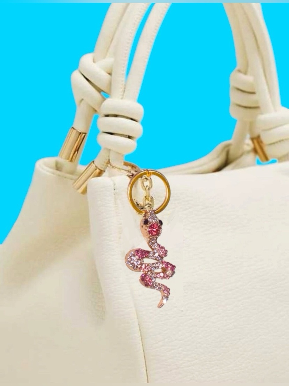 NWT ANTHROPOLOGIE Bag Charm Keychain Key ring Snake Rhinestones Sparkling Gift